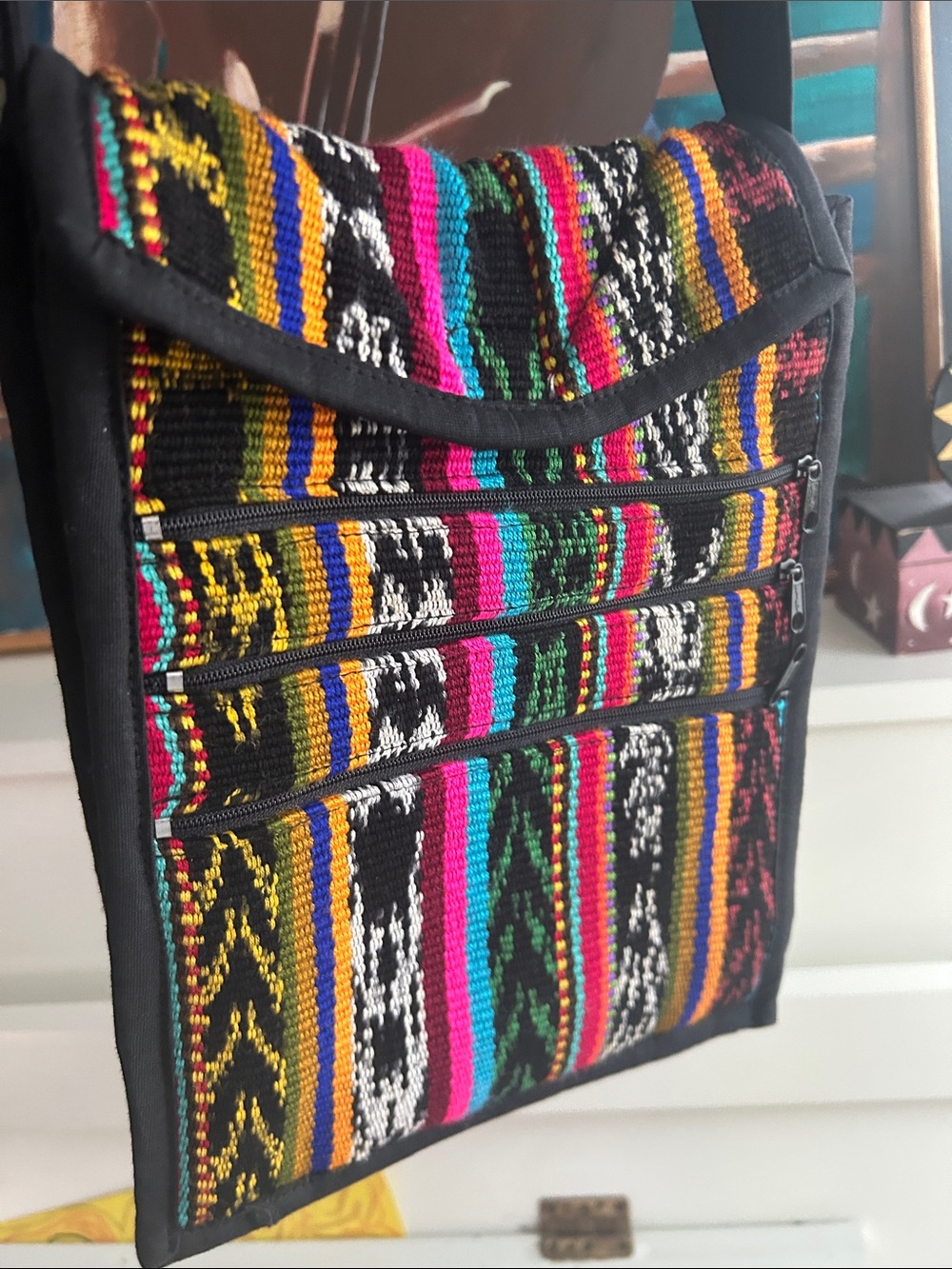 Handwoven Multicolor Women’s Crossbody Bag - Boho Stripe